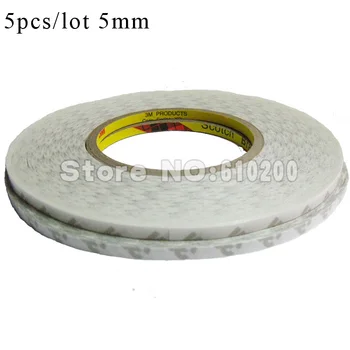 

: Free shipping 5pcs/lot 5mm*50M Double Sided Adhesive Sticky Tape for LED Strip LCD Case