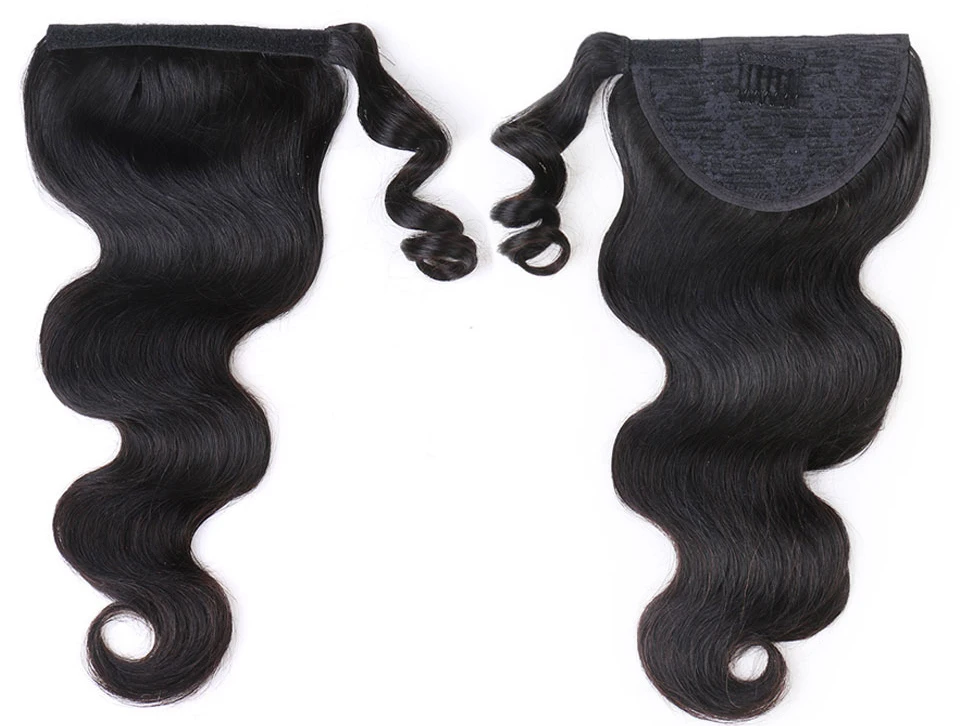 Ponytail Body Wave Brazilian Hair Natural Black Color For Woman 150g Remy Human Hair Ponytails Clip-In Slove Rose