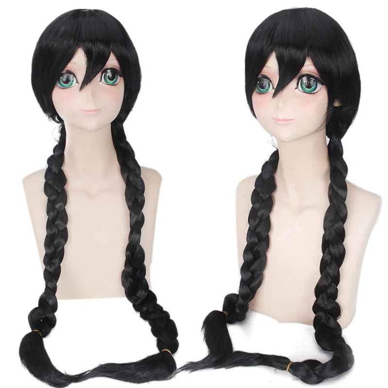 

Danganronpa Fukawa Toko Long Straight Braid Cosplay Wigs 100cm Anime Party Universal Heat Resistant Synthetic Hair Black
