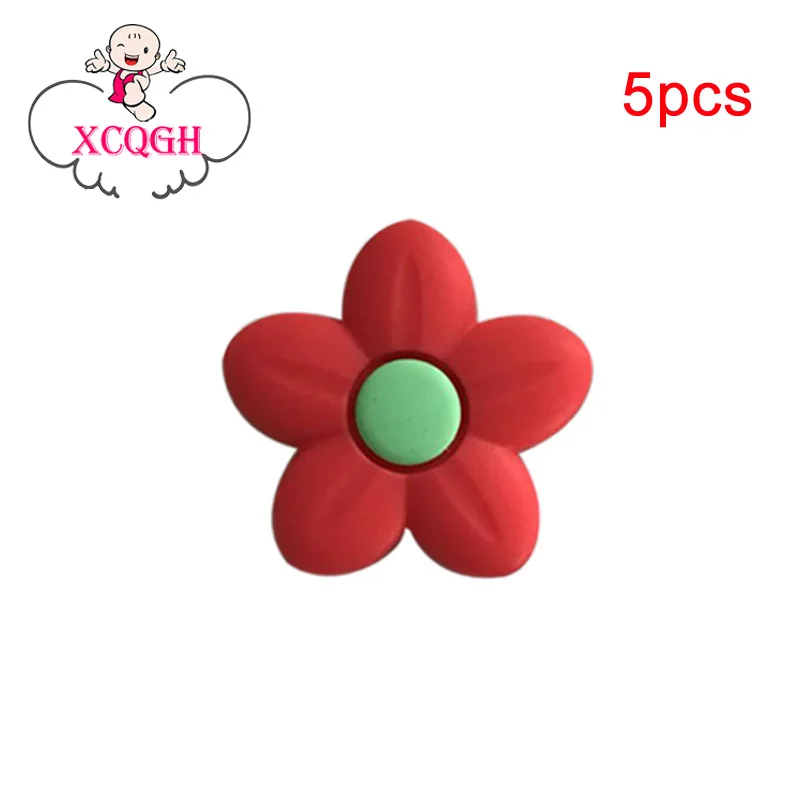 XCQGH 5 шт. силиконовые в форме цветка подвеска «сделай сам» оптом Прорезыватель бусины Детские Модные Зеленые Аксессуары молярные Силиконовые Бусины