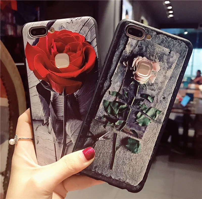 Чехол из мягкого ТПУ с 3D рельефным розовым цветком для vivo Y66 Y67 Y75 Y79 Y83 Y85 Y71 V9 V5 Lite V7 X7