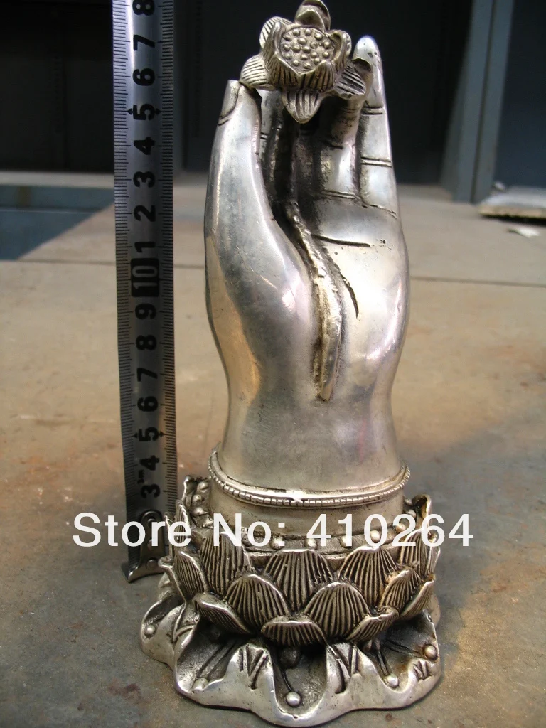 

18 cm The boundless Dharma Lotus bergamot Tibet silver bronze statue discount 30%
