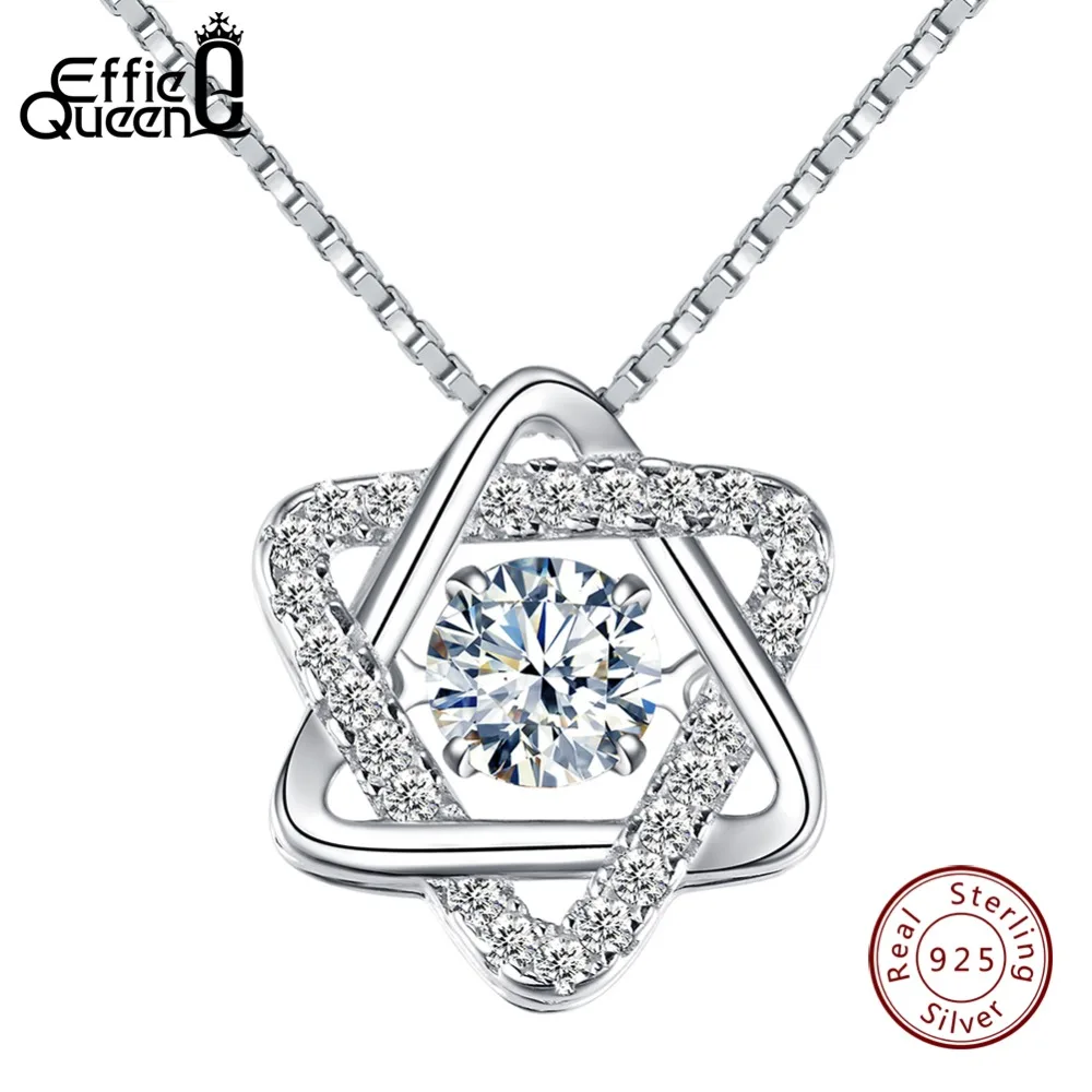 

Effie Queen Simple Fashion 925 Sterling Silver Star Shape CZ Cubic Zirconia Pendant Necklace for Women Wedding Jewelry BN51