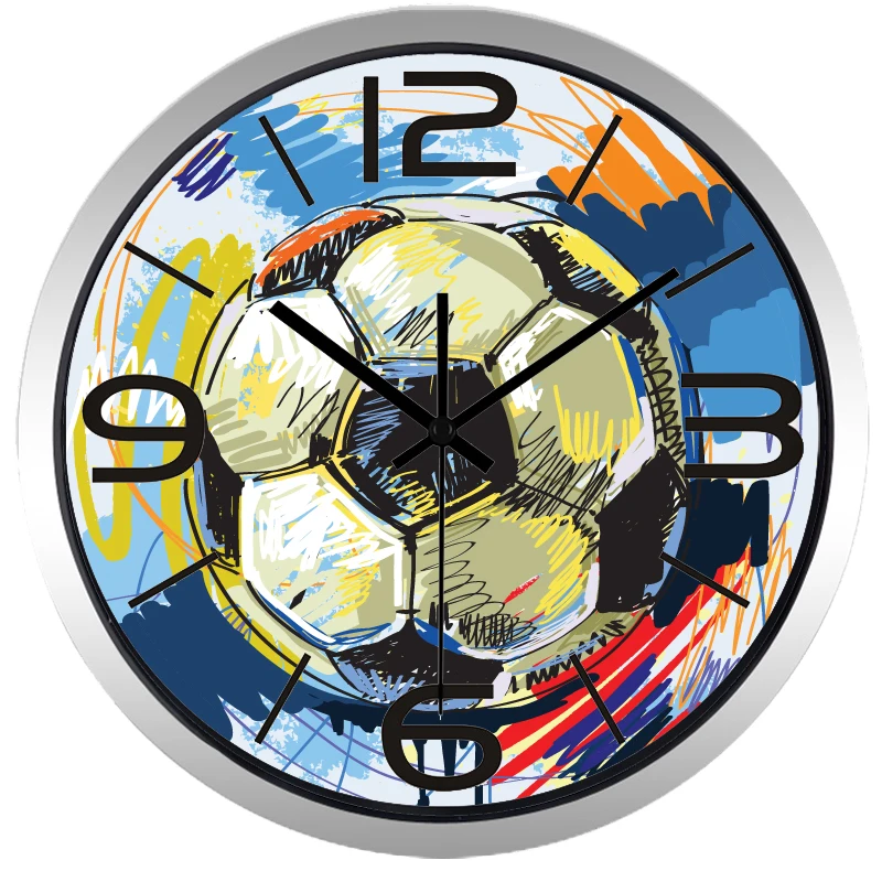 Красочные настенные часы для футбола баскетбола мальчиков и мужчин супер