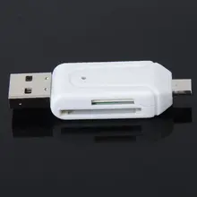 Горячая Распродажа USB 2,0+ USB Micro OTG SD кард-ридер мобильный телефон планшет ПК белый