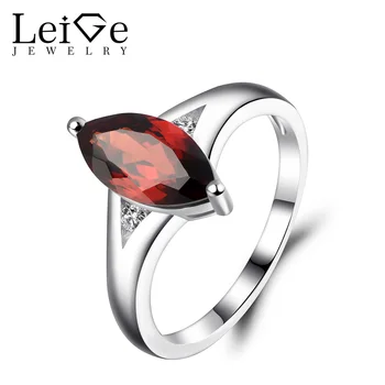

Leige Jewelry Garnet Engagement Rings for Women Sterling Silver 925 Gemstone Ring Marquise Cut Fine Jewelry Birthstone