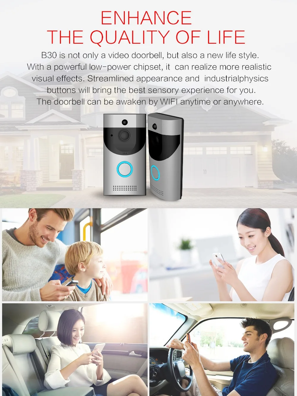 

Ring Video Doorbell Pro,Super long standby, low power consumption technology,With cloud storage IP68 waterproof.