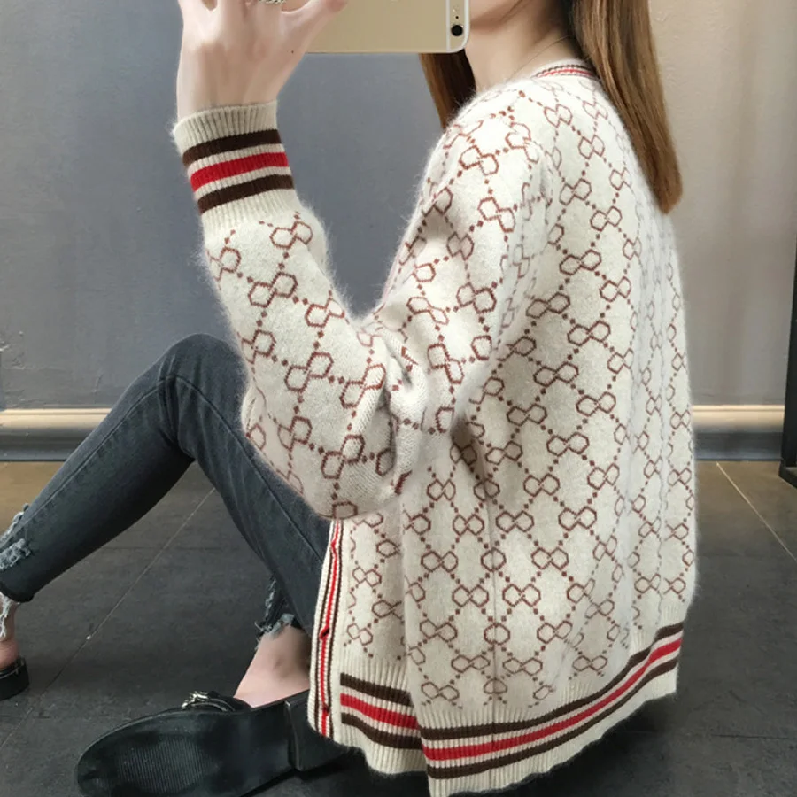 

new arrival autumn winter cotton women cardigan sweater with button long sleeve striped casual knitted cardigan female sweaters