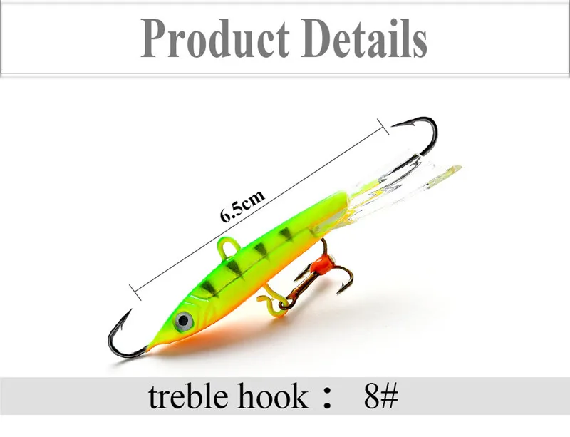 Upgraded Dual Ends Single Hook Balancer Ice Fishing Lures with Treble Hook Winter Fishing Bait 76mm 22g for Ice Fishing (1)