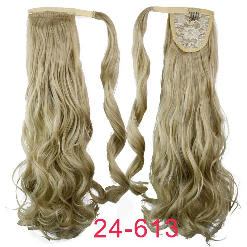 MSIWIGS False Hair Wrap On Magic Tape Synthetic Wavy Women's Ponytail Hairpieces Heat Resistant Natural Clip In Hair Extension