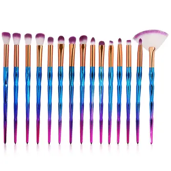 

10/15Pcs Professional Make Up Brush Set Diamond Eyebrow Eyeliner Eyeshadow Fan Shape Blush Lip Blending Cosmetic Makeup Brushes