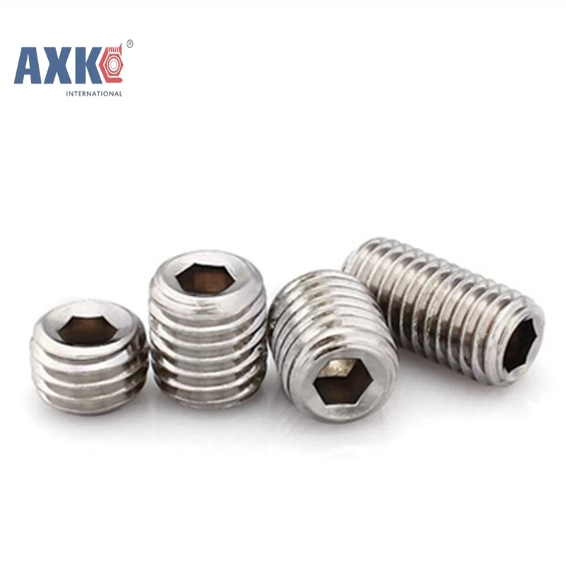 

50Pcs DIN913 M2.5 M3 M4 M5 304 Stainless Steel Metric Thread Grub Screws Flat Point Hexagon Socket Set Screws Headless AXK070