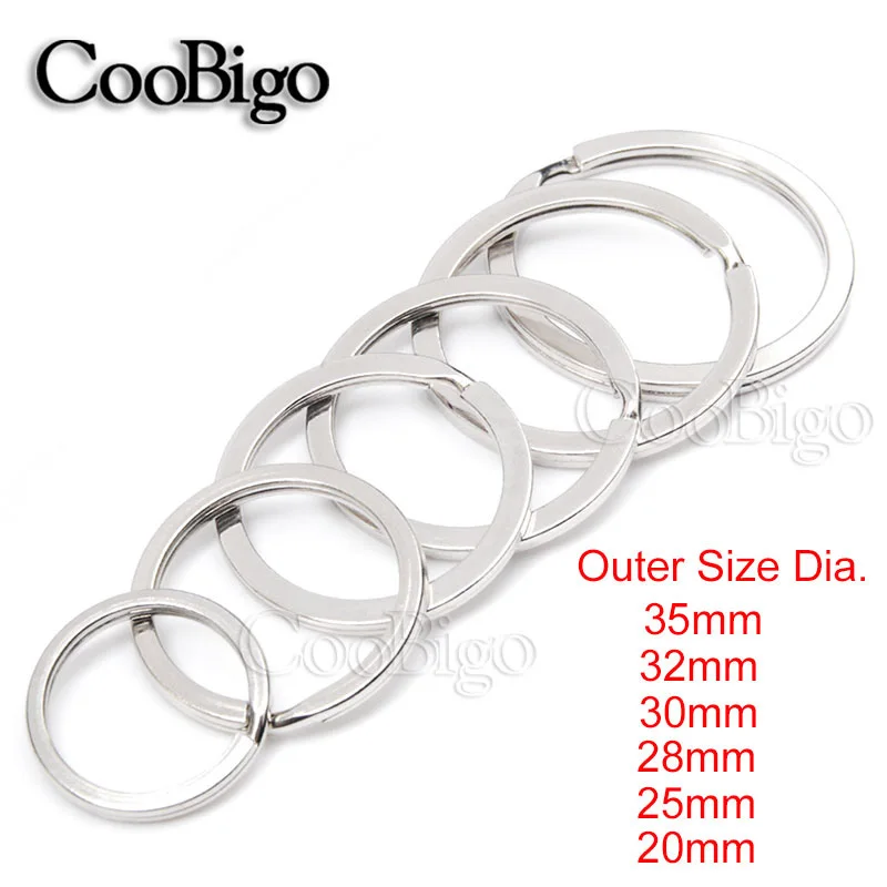 

5pcs 6 Size 20mm~35mm Outer Diameter Plated Round Flat Key Rings Key Chain Holder Split O-Rings Silver Keyfob Accessories