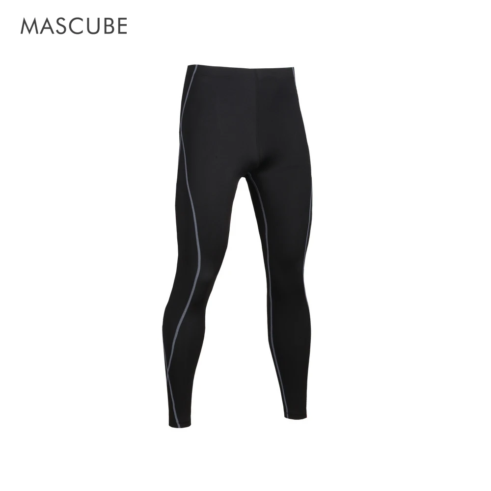 MASCUBE Compress Gymming леггинсы для мужчин фитнес тренировки Леггинсы летние спортивные тонкие полосы фитнес мужские длинные брюки - Цвет: Gray line