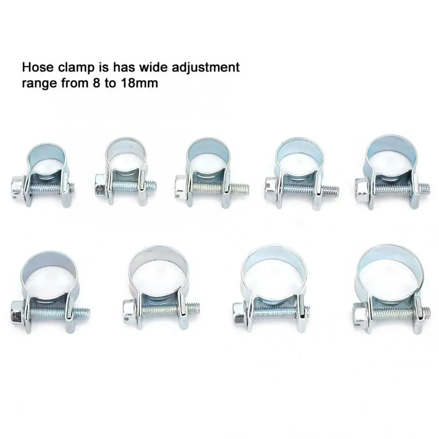 135 шт. оцинкованные мини-зажимы для топливного шланга, трубные зажимы 8-18 мм для масляной воды, ЦПУ, зажим для шланга с 7 мм, Набор шестигранных ассортимент винтов