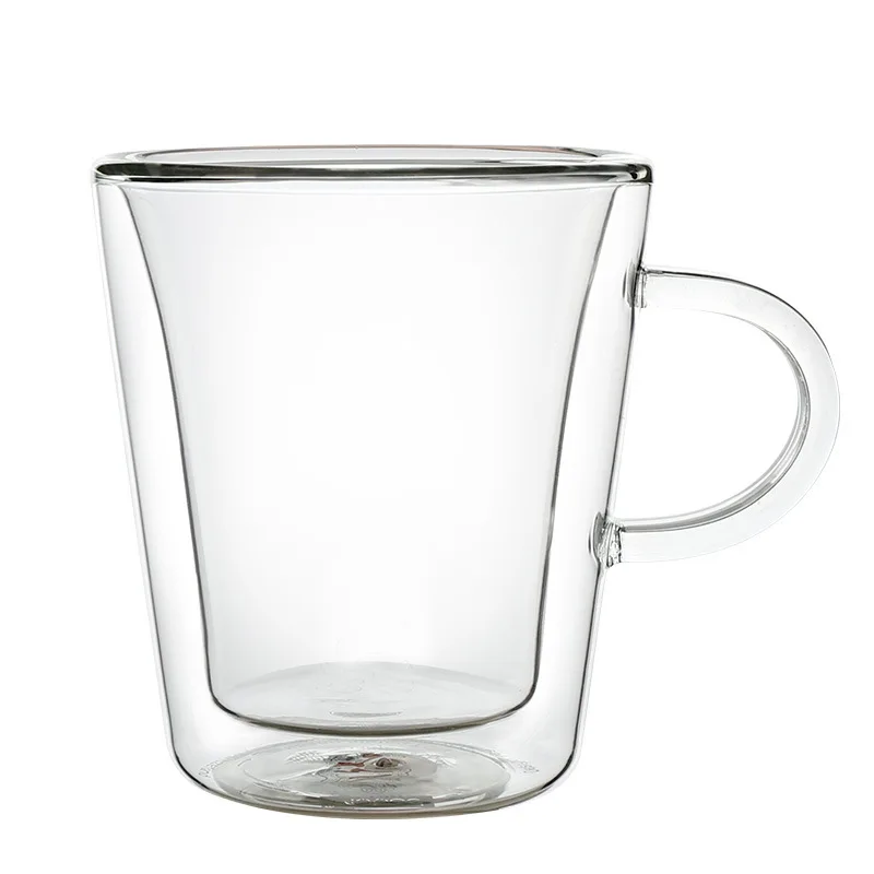 200 мл креативная двойная термоизолированная кофейная чашка с прозрачным стеклом Континентальная кофейная кружка Бытовая чашка для сока чашка для кофе - Цвет: Прозрачный