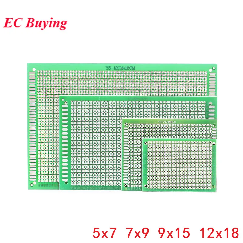 4 шт./лот 5x7x9x15 12x18 см 5*7*9*15 12*18 одной стороне печатной платы Прототип DIY Универсальный печатная схема PCB стекловолокна доска