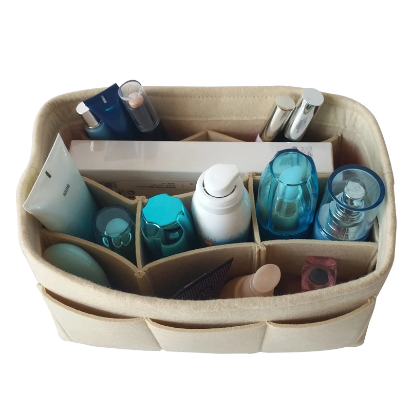 Cellecool organizer insert cosmetic organizer bag Multifunctional Makeup organizer bag for women Cosmetic Bag Felt Cloth bag
