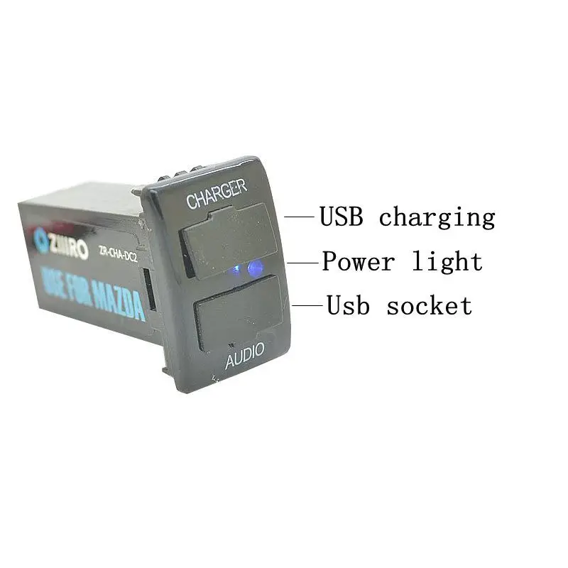 

Car Interface Dual USB Car Charger Connector Adapter and USB Audio MP3 Input for Mazda 2 3 6 5 8 CX5 CX-5 RX-8 Accessories