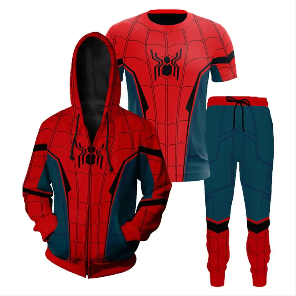 Spider Far From Home Cosplay Costume Adult Unisex Hoodie T-shirt Pant Full Sets for Halloween Carnival Costumes | Тематическая