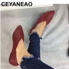 CEYANEAO/Новинка; женская обувь ручной работы из натуральной кожи; простая стильная обувь из мягкой воловьей кожи; женская обувь на плоской подошве;