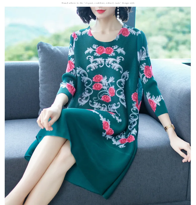 Miyake Новое модное складное платье доступно с тремя o-образным вырезом