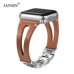 JANSIN натуральная телячья кожа часы ремешок для мм Apple watch полосы 38 мм 42 мм 40 мм 44 мм браслет для iWatch серии 4 3 2 1 wo для мужчин/для мужчин
