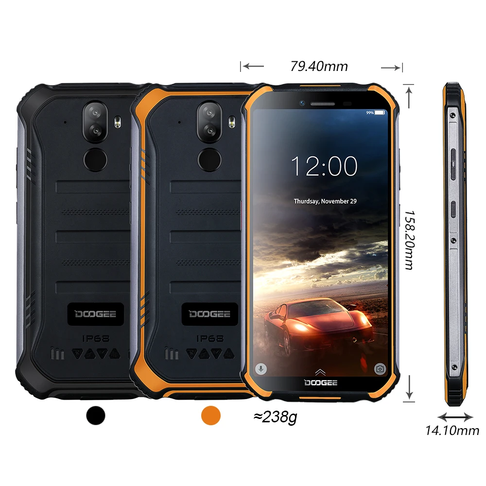 DOOGEE S40 4GNetwork Rugged Mobile Phone 5.5inch Display 4650mAh MT6739 Quad Core 3GB RAM 32GB ROM Android 9.0 8.0MP IP68/IP69K