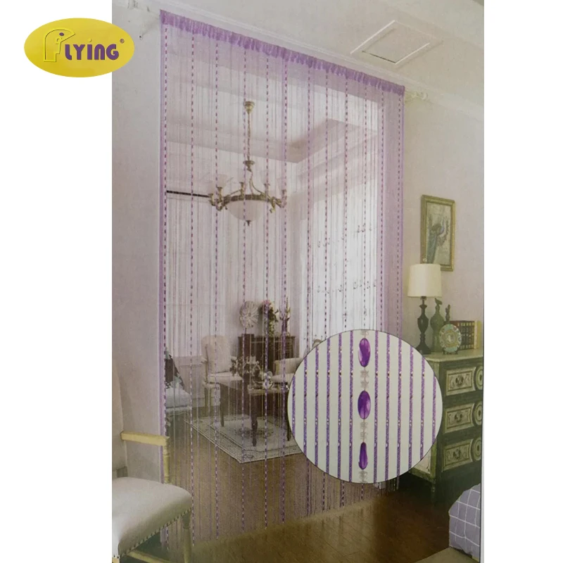 Flying Shiny Tassel Flash Purple Line String Curtain Window Door Divider Sheer with Bead Valance Home Decoration | Дом и сад