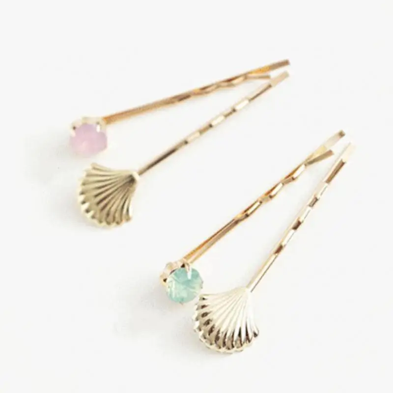 

2017 Korean Version Of The Ladies Hair Ornaments Shell Hairpin Crystal Shell Fashion Accessories 2pcs / Sets Of Wholesale