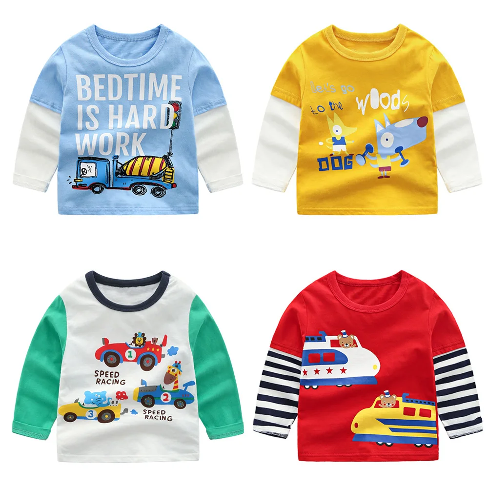 

Baby Boys Long Sleeve Tops Spring Autumn Tiny Cottons 2019 Kids Birthday T Shirt Cartoon Toddler Girls Top Tee Casual Clothing