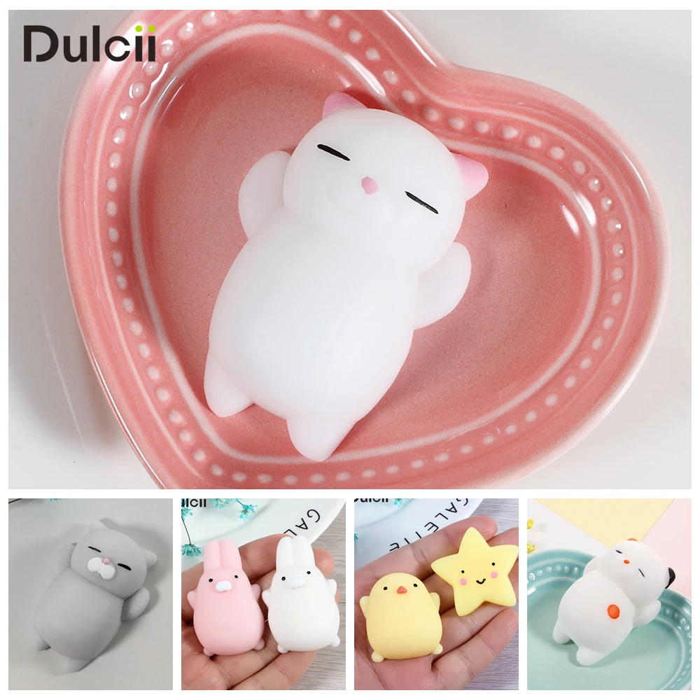 dulcii yumusak silikon squishy oyuncak el ezmek sikmak basinci rahatlatmak oyuncak uyku kedi tavsan tavuk domuz 4x2 cm