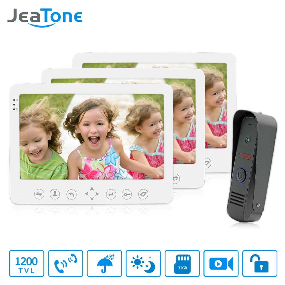 JeaTone Video Door Phone Doorbell Intercom System 7\TFT HD indoor Monitor+1 Aluminum Outdoor Camera Home Entry Security Kit