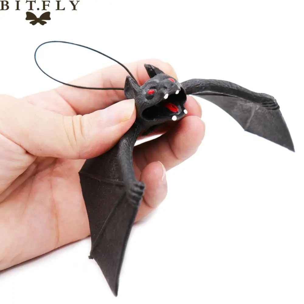 

1pcs Horror Simulation Black Fake Bats Joke Pranks Hanging Pendant Scene Props For April Fool's Day Halloween Party Decoration