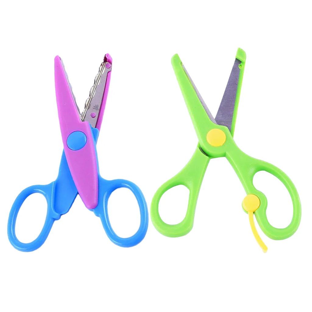 2pcs Scissors Kids Craft Protective Left Hand Scissors Tools for Student Paper Cutting