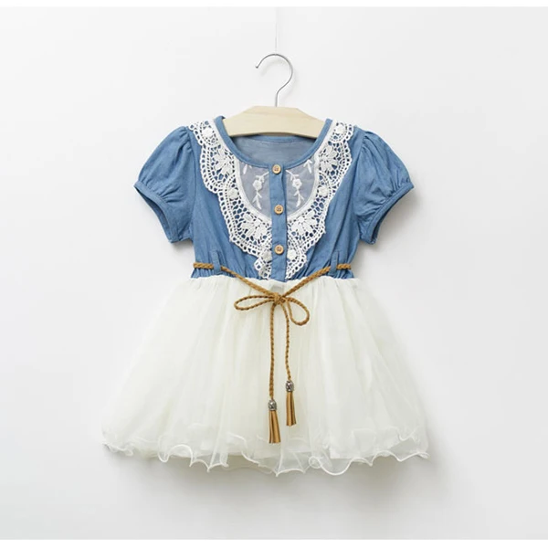 

1-6Y Zomer Kids Meisje Jurk Een Stuk Jurk Cowboy Demin Tutu Prinses Jurk Kleding
