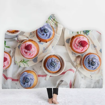 

SOFTBATFY Colorful Cupcake Hooded Blanket Fleece Throw Blanket Dropshipping