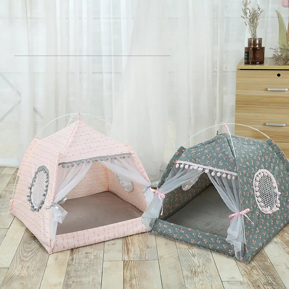 

Cat Tent House For Four Seasons Universal Canvas Kennel Removable Washable Pet Nest For Small Dogs Cute Cat Home New Arrival