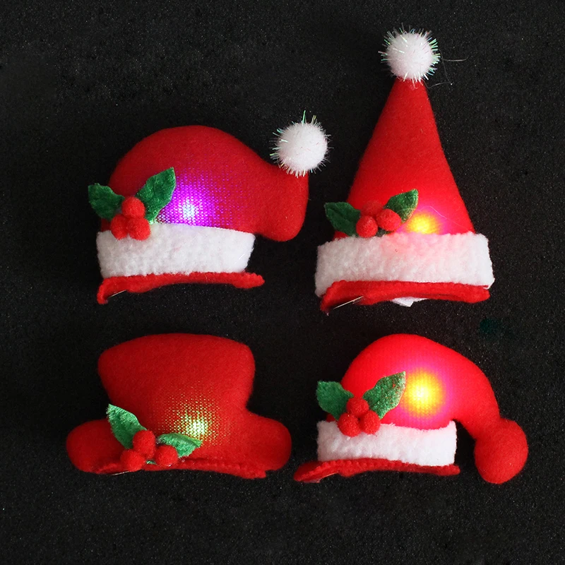 

Fashion Kid Cheer Christmas Hat Children Christmas tree Ornaments Cute Party Cap BB Hairpins with LED lights Xmas Decor kerst
