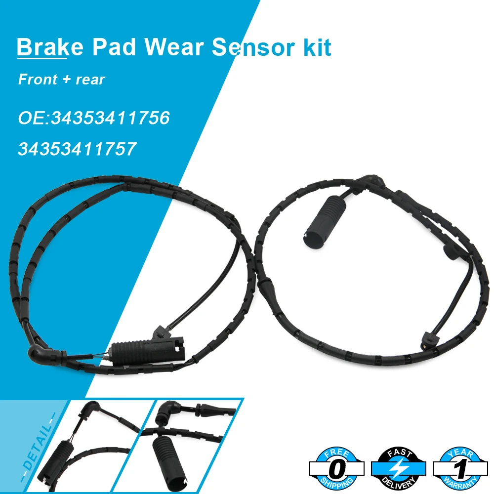 

Front & Rear Brake Pad Wear Sensor Fit For BMW X3 E83 34353411756+34353411757