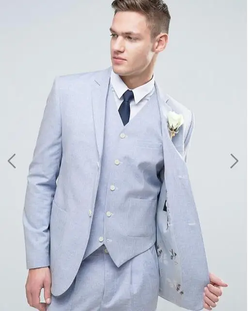 2017 Latest Coat Pant Design Light Blue Beach Wedding Suits For Men ...