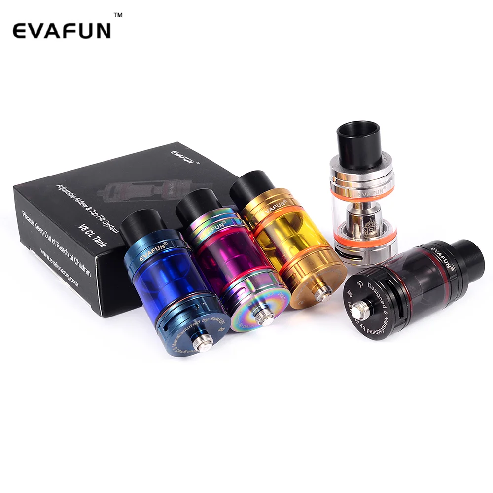 EvaFun V8 CL Tank Electronic Cigarette 5ml Top Filling TFV8 Big Baby Atomizer with Baby Coil for Stick V8 Vape Pen Kit Vaporizer EvaFun V8 CL Tank Electronic Cigarette 5ml Top Filling TFV8 Big Baby Atomizer with Baby Coil for Stick V8 Vape Pen Kit Vaporizer