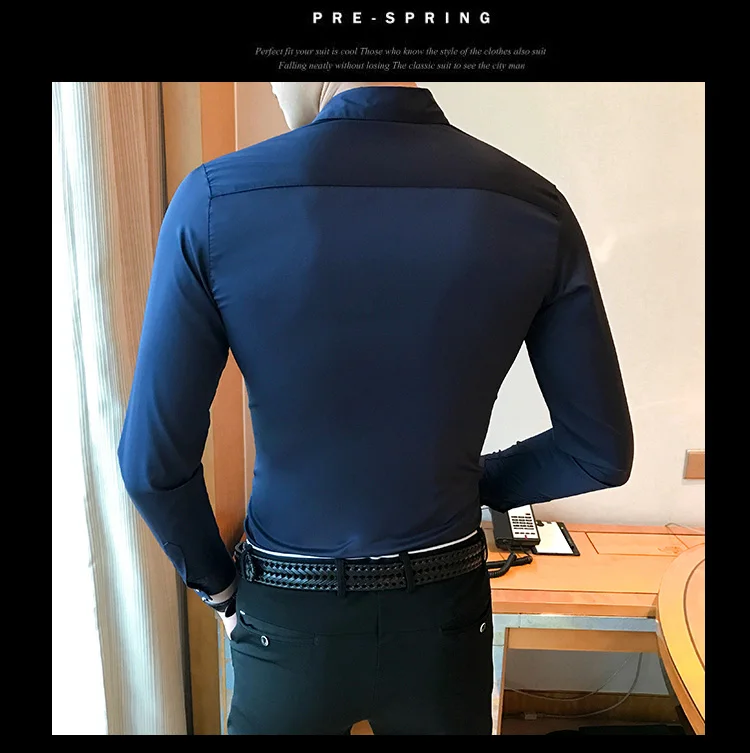 Вечерние мужские рубашки Camisa Social Masculina приталенные рубашки мужские оверсайз черные белые синие большие печатные Клубные мужские рубашки