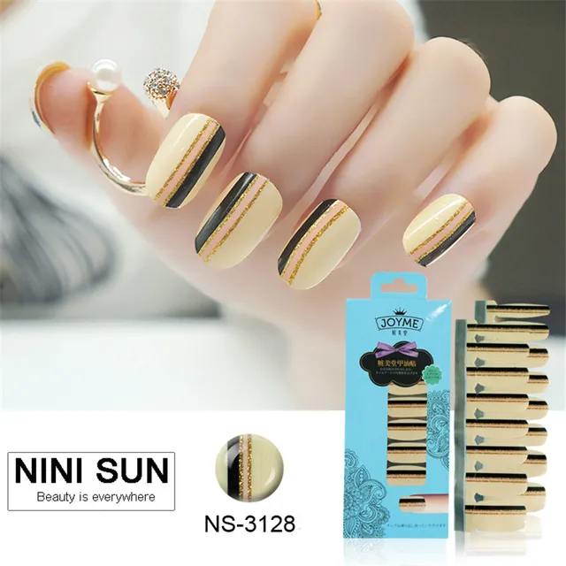 16PCS 100% Nail Polish Strip Nail Art Patch Foil Striping Tape 16PCS 100% Nail Polish Strip Nail Art Patch Foil Striping Tape Designs Strips Wraps Gold - 16PCS 100% Nail Polish Strip Nail Art Patch Foil Striping Tape