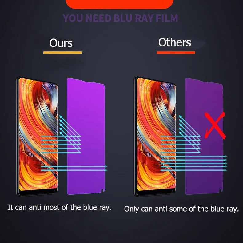 EXUNTON 3D Xiaomi mi Note 2 полное покрытие краев анти-синий фиолетовый Закаленное стекло Защитная пленка для Xiao mi Note2 стекло