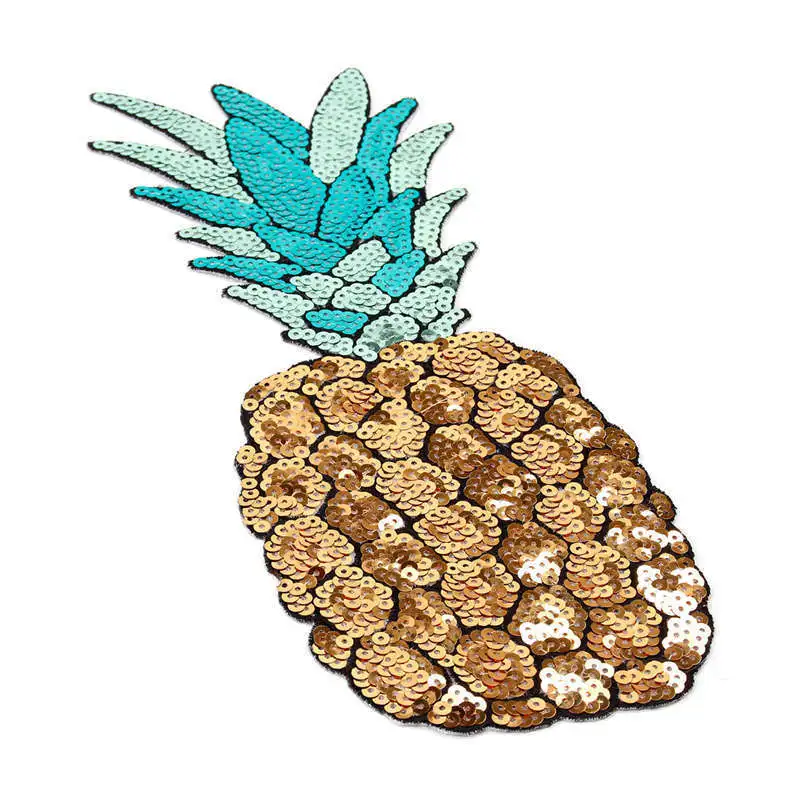 1pc Sequin Pineapple Patch Embroidered Iron on Applique for Clothes Backpack Hat DIY