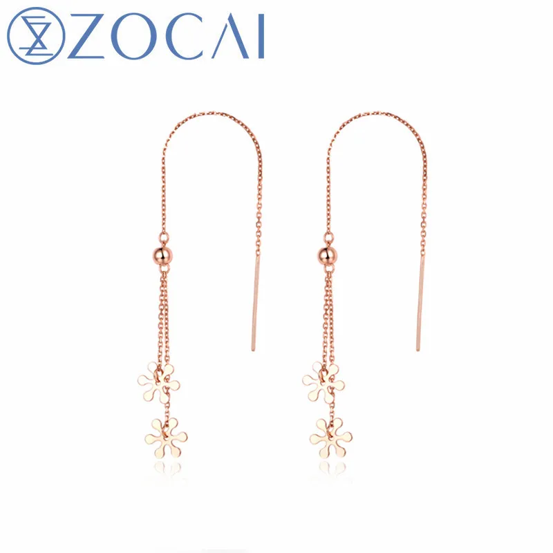 

ZOCAI Brand New Arrived dangle earring 18k Rose Gold (AU750) Snowflake Shape Gift Fine Earrings E01046 Free Shipping