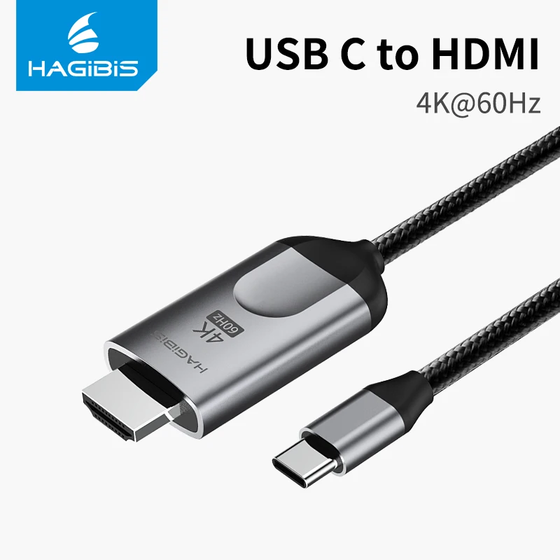 

Hagibis USB C to HDMI Cable Type-C to HDMI Thunderbolt 3 for MacBook Samsung Galaxy S10/S9 Huawei Mate 20 P30 Pro iPad Pro 2018