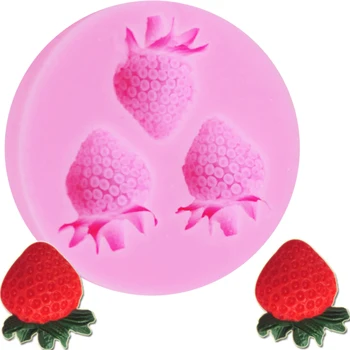 

Free Shipping New Three Holes Strawberry Fruit Silicone Mold Fondant Molds Sugar Craft Tools Chocolate Mould For Cakes A121