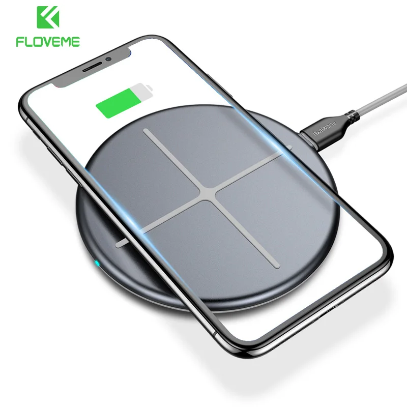 

FLOVEME Wireless Charger For iPhone X 10 8 Plus 5W LED Light USB Charger Pad Phone Wireless Charger For Samsung Note 8 S8 plus
